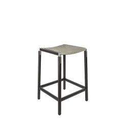 FYRN SEATING De Haro - Charcoal Black, Matte Silver, PVT Leather, Seat Only, Stone