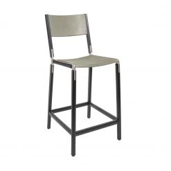 Fyrn Linden - Charcoal Black, Matte Silver, PVT Leather, Seat And Back, Stone SEATING