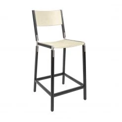 Fyrn SEATING Linden - Charcoal Black, Matte Silver, SN Leather, Seat And Back, Ivory