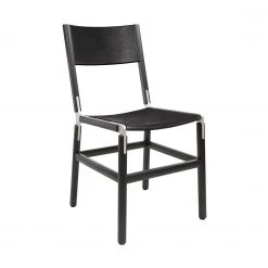 FYRN SEATING Mariposa - Charcoal Black, Matte Silver, PVT Leather, Seat And Back, Coal