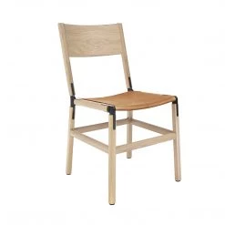 Fyrn SEATING Mariposa - Natural Oak, Black, PVT Leather, Seat Only, Camel