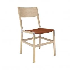 Fyrn SEATING Mariposa - Natural Oak, Matte Silver, PVT Leather, Seat Only, Rust