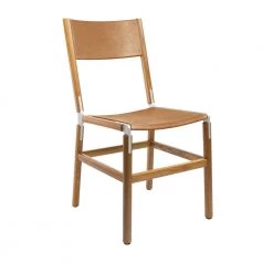 Fyrn SEATING Mariposa - Oxidized Oak, Matte Silver, PVT Leather, Seat And Back, Camel