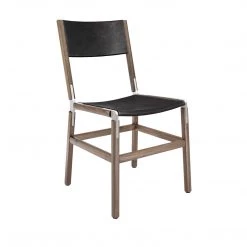 Fyrn SEATING Mariposa - Black Walnut, Matte Silver, PVT Leather, Seat & Back, Coal