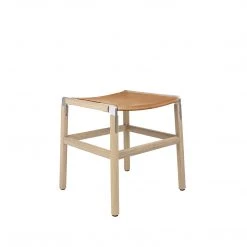 Fyrn Shorty - Natural Oak, Matte Silver, PVT Leather, Seat Only, Camel