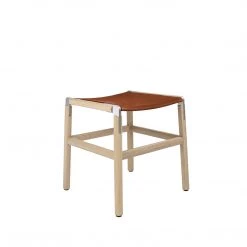 Fyrn SEATING Shorty - Natural Oak, Matte Silver, PVT Leather, Seat Only, Rust