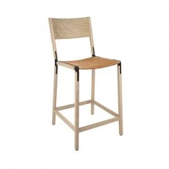 Fyrn SEATING Linden - Natural Oak, Black, PVT Leather, Seat Only, Camel