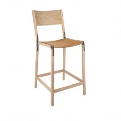 Fyrn Linden - Natural Oak, Graphite, PVT Leather, Seat Only, Camel
