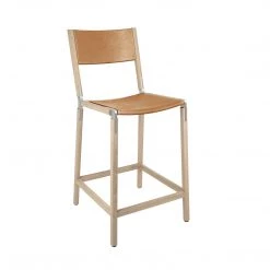 Fyrn Linden - Natural Oak, Matte Silver, PVT Leather, Seat & Back, Camel SEATING