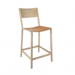 Fyrn Linden - Natural Oak, Matte Silver, PVT Leather, Seat Only, Camel SEATING