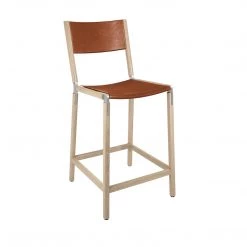 Fyrn SEATING Linden - Natural Oak, Matte Silver, SN Leather, Seat & Back, Rust