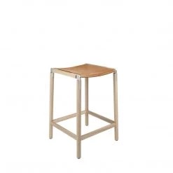 Fyrn SEATING De Haro - Natural Oak, Matte Silver, PVT Leather, Seat Only, Camel