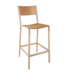 Fyrn Stanyan - Natural Oak, Matte Silver, PVT Leather, Seat & Back, Camel