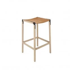 Fyrn Bartlett - Natural Oak, Black, PVT Leather, Seat Only, Camel