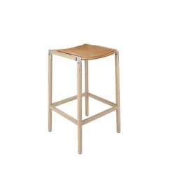 Fyrn SEATING Bartlett - Natural Oak, Matte Silver, PVT Leather, Seat Only, Camel