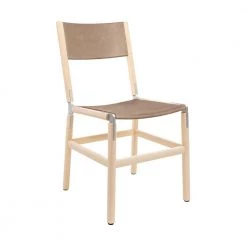 FYRN SEATING Mariposa - Maple, Matte Silver, PVT Leather, Seat And Back, Sand